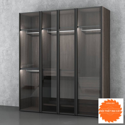 Tủ áo quần gỗ cánh kính cường lực TANK082