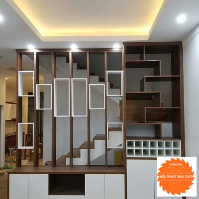 Tủ vách ngăn kết hợp kệ tivi, kệ trang trí VN017