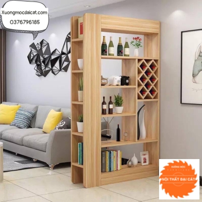 Kệ vách ngăn phòng khách bằng gỗ VN020