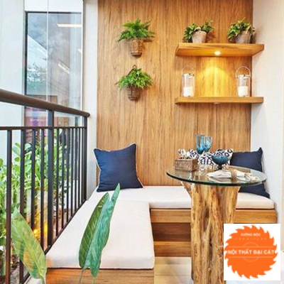 Thiết kế ban công bằng gỗ hiện đại TTBC024