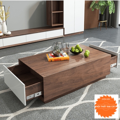Bàn sofa gỗ thiết kế hộc kéo 2 đầu BS033