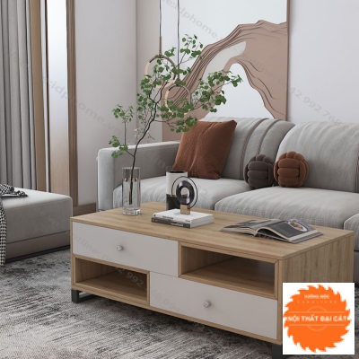 Bàn sofa thiết kế 2 hộc kéo xen kẽ BS040