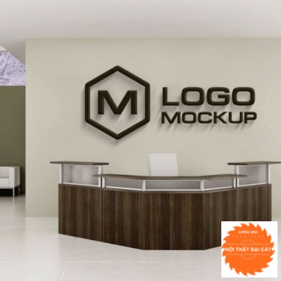 Vách logo cho quầy lễ tân MS006