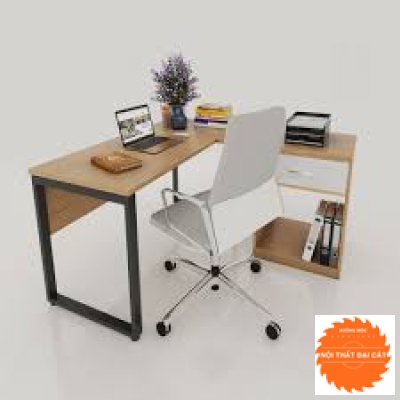 Bàn làm việc chân sắt kết hợp hộc tủ 