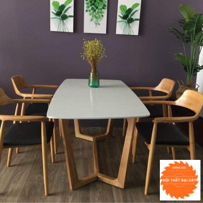 Bộ bàn ăn mặt đá thiết kế đẹp BA024