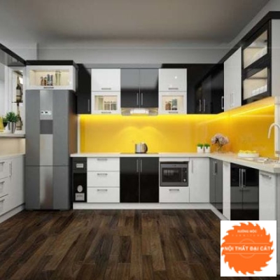 Tủ bếp có quầy bar thiết kế hiện đại ĐB009