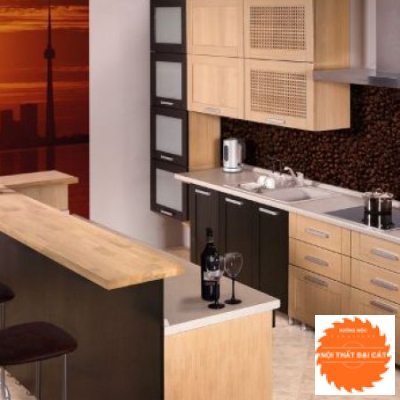 Tủ bếp kết hợp quầy bar tiện nghi ĐB030
