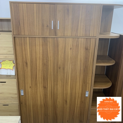 Tủ áo quần cửa lùa gỗ nâu óc chó TA099