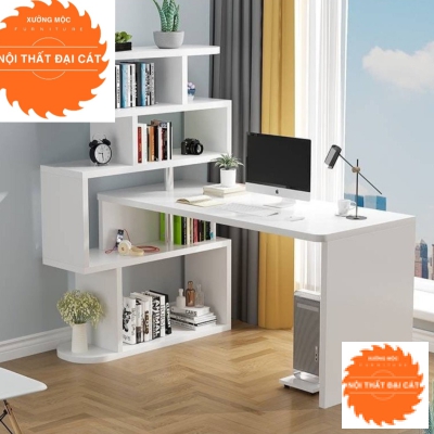 Bàn làm việc gắn liền kệ sách BLV052