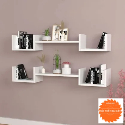 Kệ trang trí gỗ tone trắng đẹp KTT026