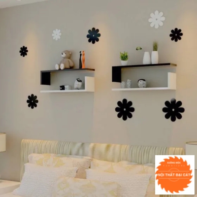 Kệ trang trí 2 màu trắng đen KTT046