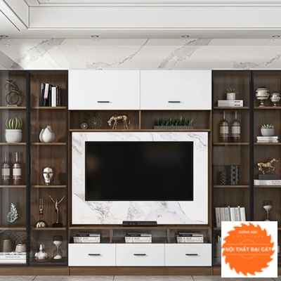Tủ kệ tivi kết hợp kệ trang trí, tủ rượu KTV010