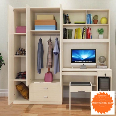 Tủ áo quần gỗ kết hợp bàn làm việc TA126