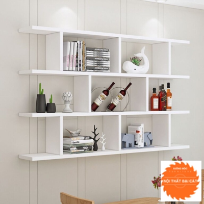 Kệ trang trí tone trắng hiện đại KTT057