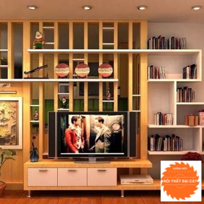 Kệ vách ngăn kết hợp kệ tivi - kệ sách VN035