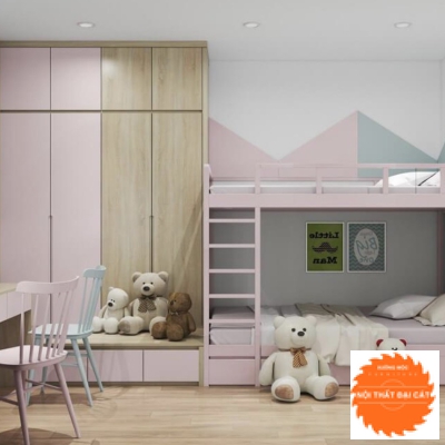 Giường tầng kết hợp tủ áo quần GT034