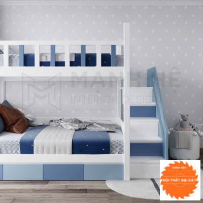 Giường tầng thiết kế tone xanh dương GT035
