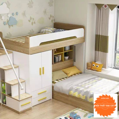 Giường tầng thông minh bằng gỗ GT042