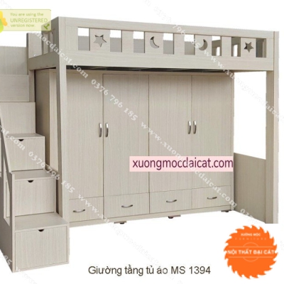 Giường tầng kết hợp tủ áo quần GT065