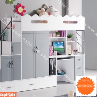 Giường ngủ kết hợp bàn học - tủ áo quần GT074
