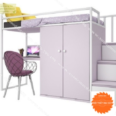 Giường tầng kết hợp bàn học - tủ áo quần GT077