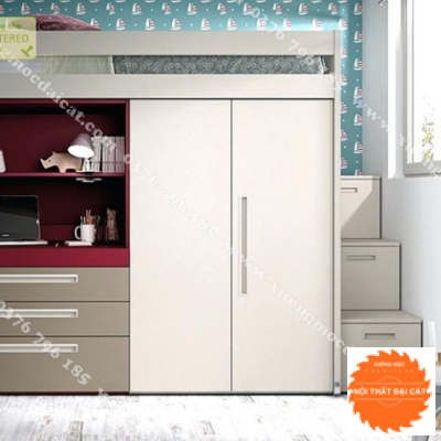 Giường ngủ kết hợp bàn học - tủ áo quần GT081