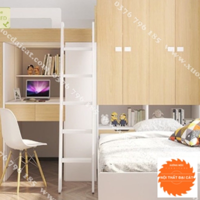 Giường ngủ kết hợp bàn học - tủ áo quần GT082