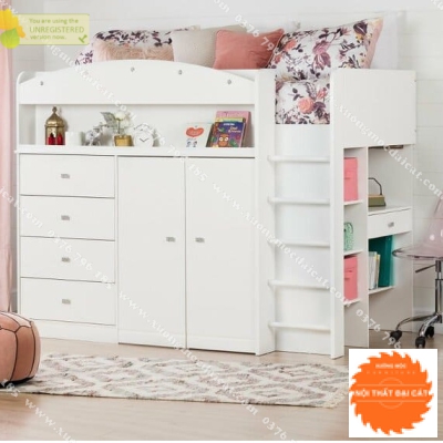 Giường ngủ kết hợp bàn học - tủ áo quần GT083