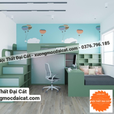 Giường tầng kết hợp tủ áo quần - bàn học GT116