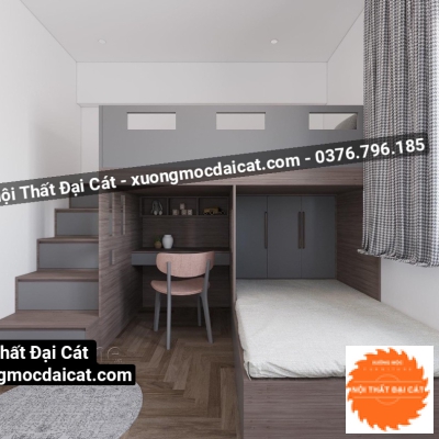 Giường tầng kết hợp bàn học - bàn làm việc GT115