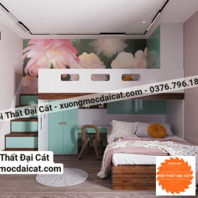 Giường tầng kết hợp bàn học - bàn làm việc GT119