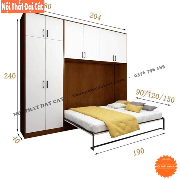 Giường gấp thông minh kèm tủ GG001