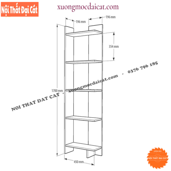 Kệ trang trí đứng ở góc tường KTT131