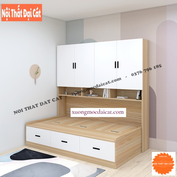 Giường trẻ em thiết kế kèm tủ GTE025