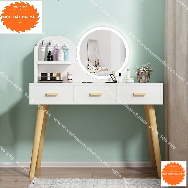 Bàn trang điểm thiết kế kèm gương tròn BTĐ069
