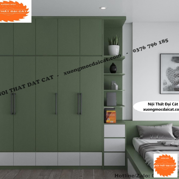 Tủ áo quần tone xanh lá MS22241