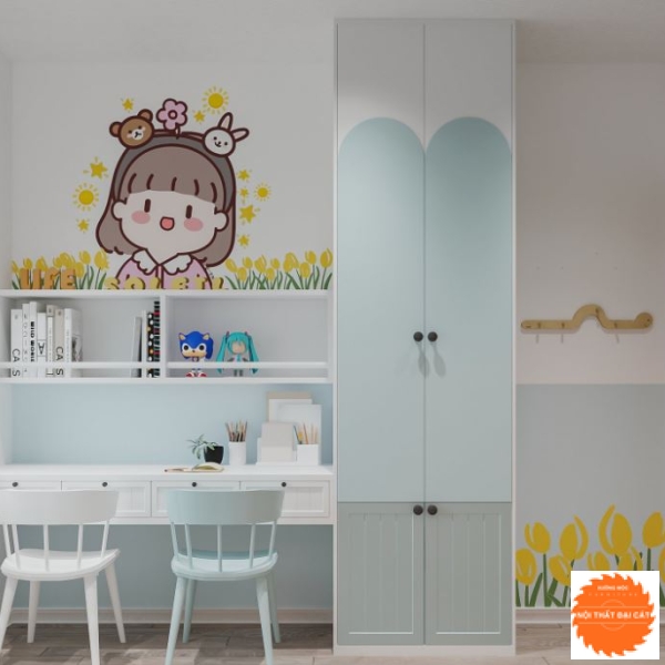 Bàn học kết hợp tủ áo quần BH033