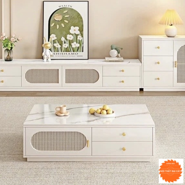 Kệ tivi gỗ cánh mây thiết kế đẹp KTM036