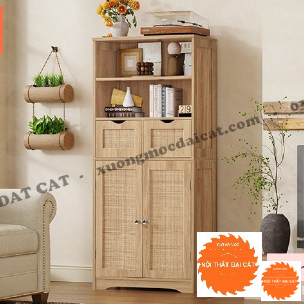 Tủ gỗ mây trưng bày, tủ bếp gỗ mây TGM019