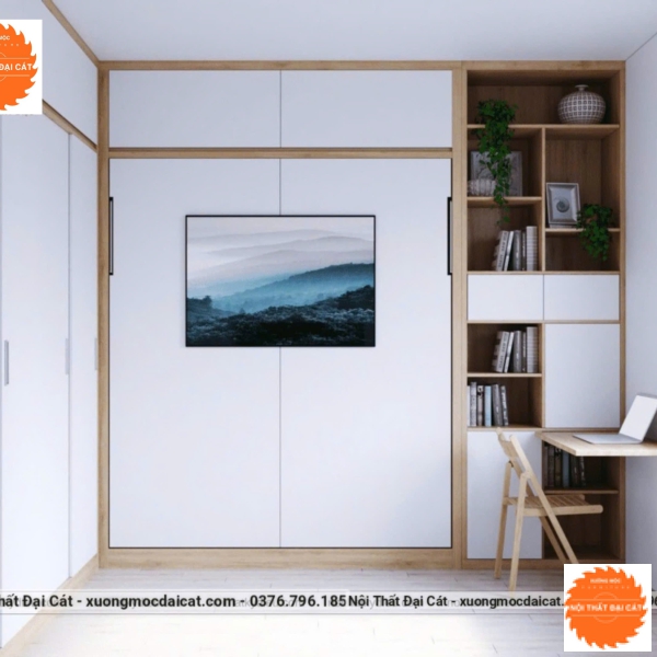 Giường gấp thiết kế kèm kệ GG010