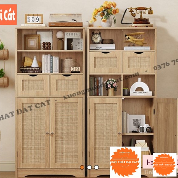 Tủ gỗ mây trưng bày, tủ bếp gỗ mây TGM019