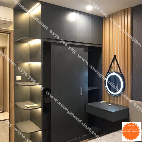 Tủ áo quần màu xám chì kèm kệ TA211