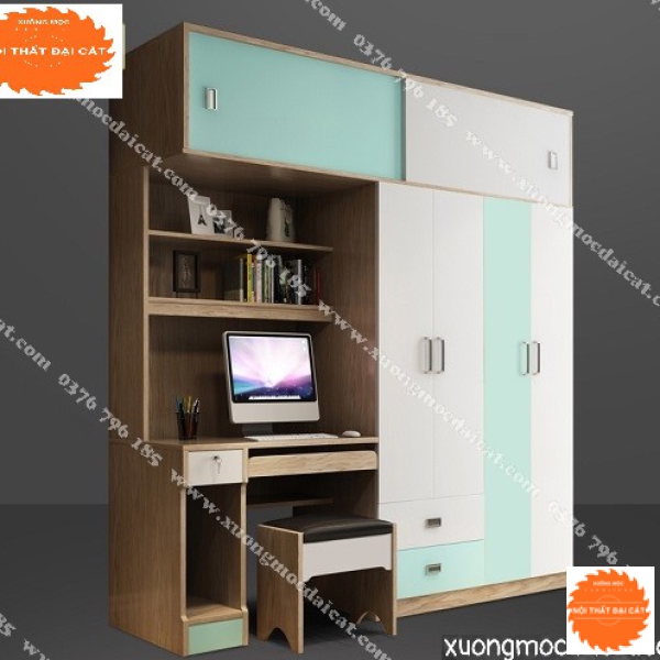 Tủ áo quần kết hợp bàn làm việc TA215
