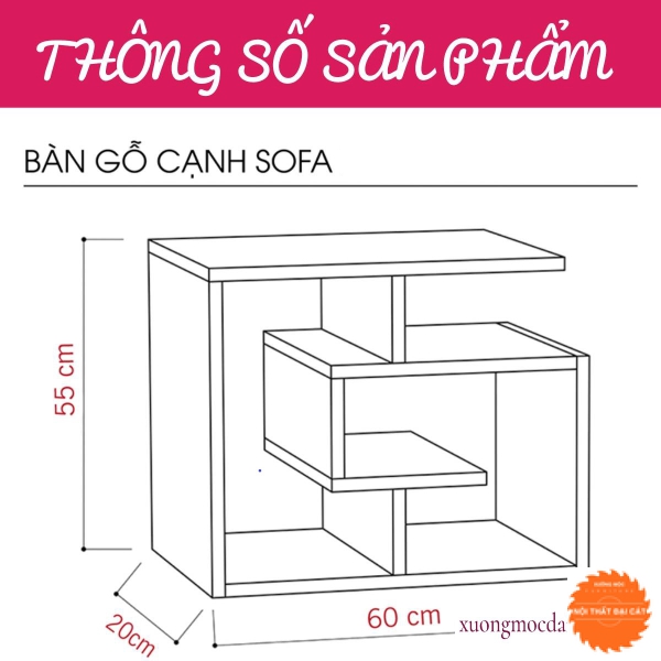 Bàn gỗ cạnh sofa thiết kế nhỏ gọn đẹp BGS004