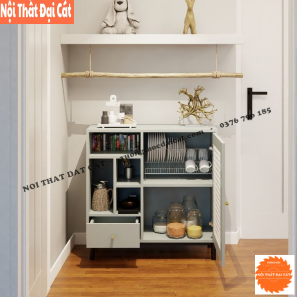 Tủ gỗ mây lưu trữ đồ thiết kế đẹp TGM007