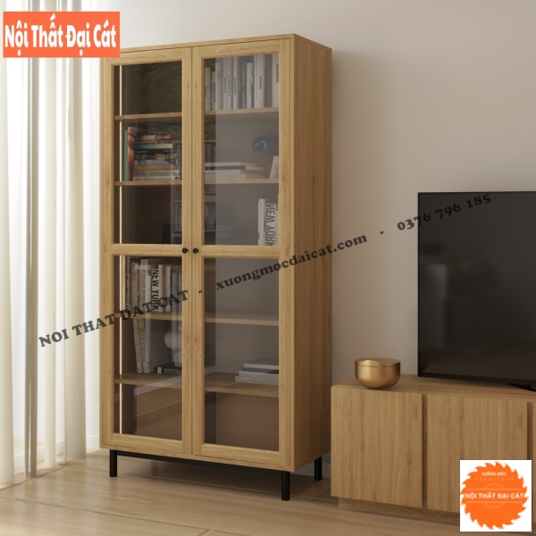 Tủ đựng sách gỗ cánh kính KS212