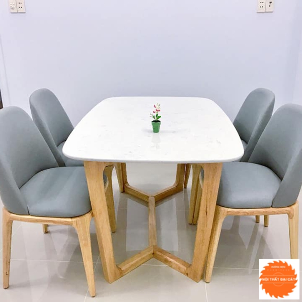 Bộ bàn ăn mặt đá 4 ghế BA002