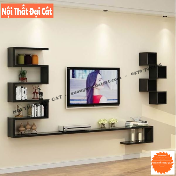 Kệ trang trí treo tường gỗ công nghiệp KTT164