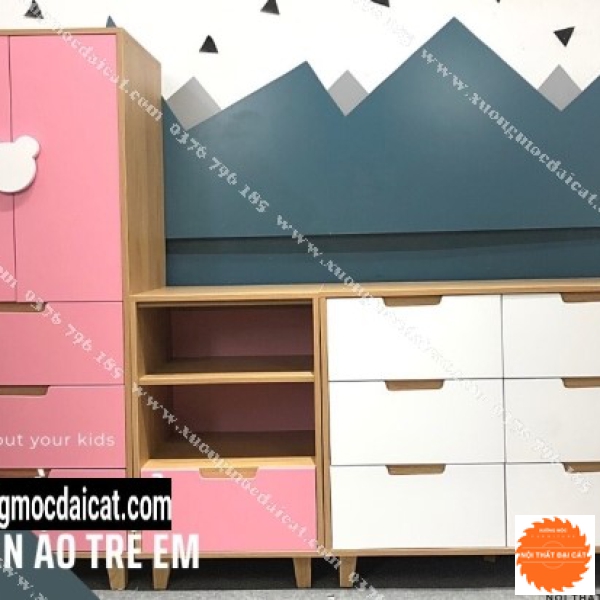 Tủ gỗ áo quần trẻ em thiết kế đa dạng đẹp 