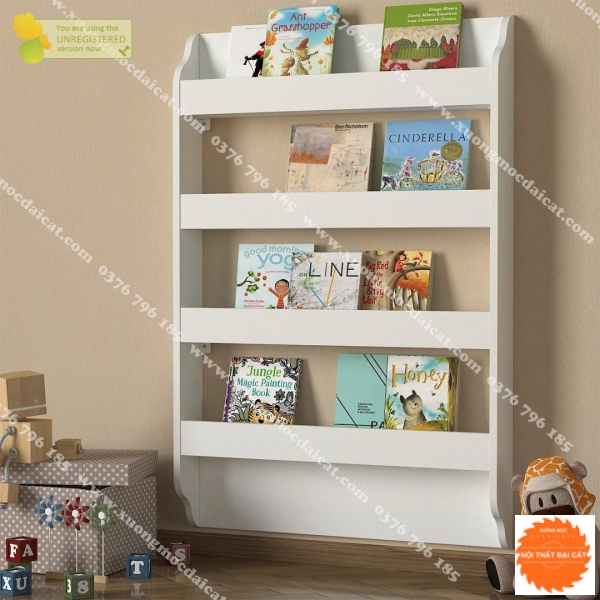 Kệ sách cho bé thiết kế treo tường KSTE015